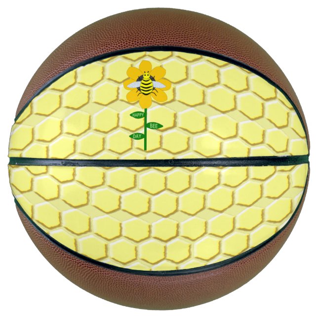 Happy Bee Day Birthday Bumblebee Basketball (Front)