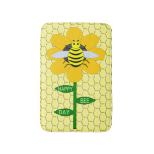 Happy Bee Day Birthday Bumblebee Bath Mat
