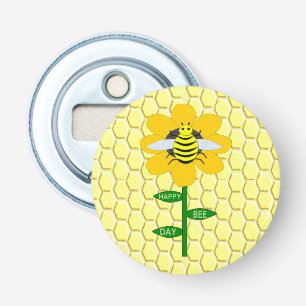 Happy Bee Day Birthday Bumblebee Bottle Opener