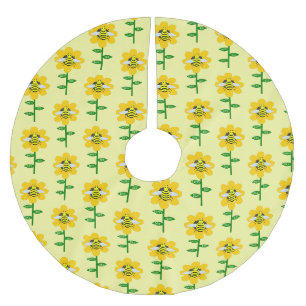 Happy Bee Day Birthday Bumblebee Brushed Polyester Tree Skirt