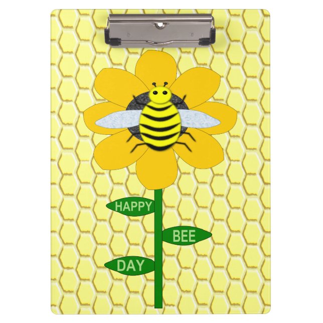 Happy Bee Day Birthday Bumblebee Clipboard (Front)