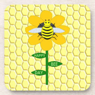 Happy Bee Day Birthday Bumblebee Coaster