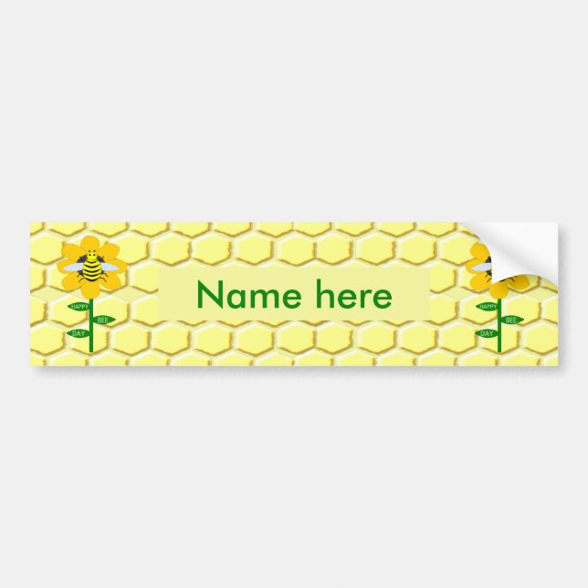Happy Bee Day Birthday Bumblebee Custom Bumper Sticker (Front)