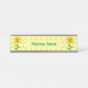 Happy Bee Day Birthday Bumblebee Custom Desk Name Plate