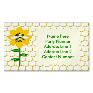 Happy Bee Day Birthday Bumblebee Custom Magnetic Business Card