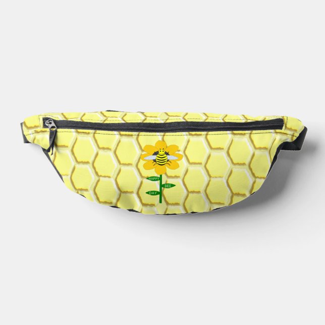 Happy Bee Day Birthday Bumblebee Fanny Pack (Lay Down)