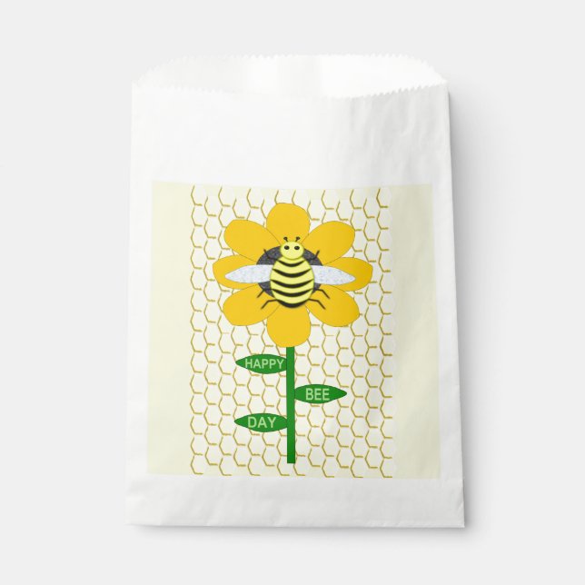 Happy Bee Day Birthday Bumblebee Favour Bag (Front)