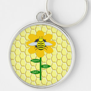 Happy Bee Day Birthday Bumblebee Keychain