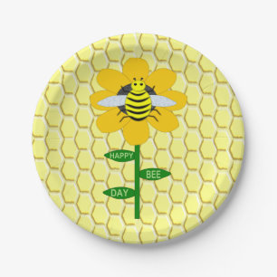 Happy Bee Day Birthday Bumblebee Paper Plate