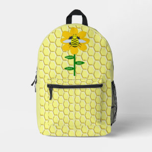 Happy Bee Day Birthday Bumblebee Printed Backpack