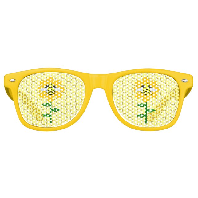 Happy Bee Day Birthday Bumblebee Retro Sunglasses (Front)