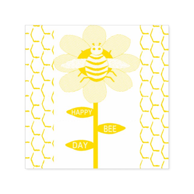 Happy Bee Day Birthday Bumblebee Self-inking Stamp (Design)