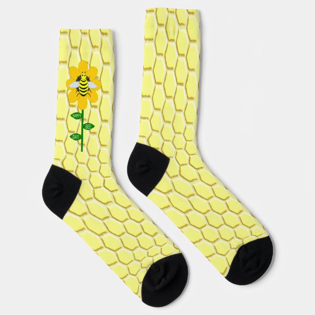 Happy Bee Day Birthday Bumblebee Socks (Right)