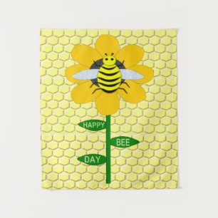 Happy Bee Day Birthday Bumblebee Tapestry