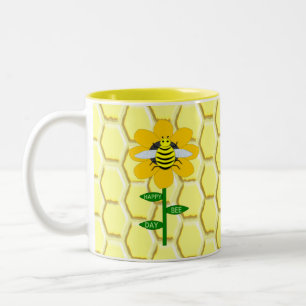 Happy Bee Day Birthday Bumblebee Two-Tone Coffee Mug