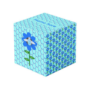 Happy Bee Day Boy Blue Birthday Bumblebee  Custom Cube