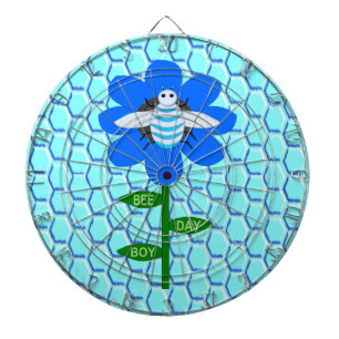 Happy Bee Day Boy Blue Birthday Bumblebee Dartboard