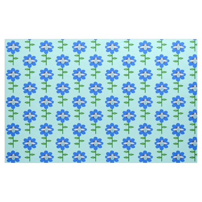 Happy Bee Day Boy Blue Birthday Bumblebee Fabric (Fat Quarter)
