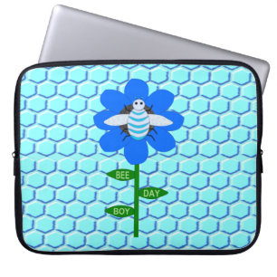 Happy Bee Day Boy Blue Birthday Bumblebee Laptop Sleeve