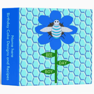 Happy Bee Day Boy Blue Birthday Bumblebee Recipe Binder