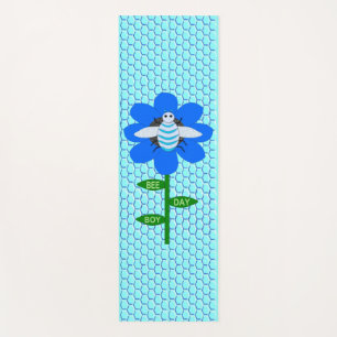 Happy Bee Day Boy Blue Birthday Bumblebee Yoga Mat