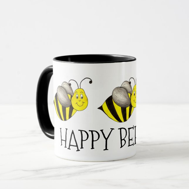 Happy Bee-Day Bumblebee Bday Bee Birthday Party Mug (Front Left)