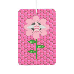 Happy Bee Day Girl Pink Birthday Bumblebee Air Freshener