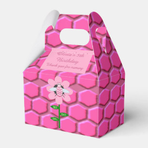 Happy Bee Day Girl Pink Birthday Bumblebee Custom Favor Box
