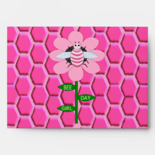 Happy Bee Day Girl Pink Birthday Bumblebee Envelope