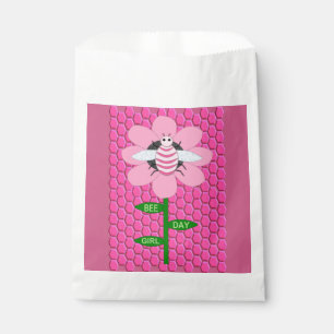 Happy Bee Day Girl Pink Birthday Bumblebee Favour Bag