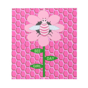 Happy Bee Day Girl Pink Birthday Bumblebee Notepad