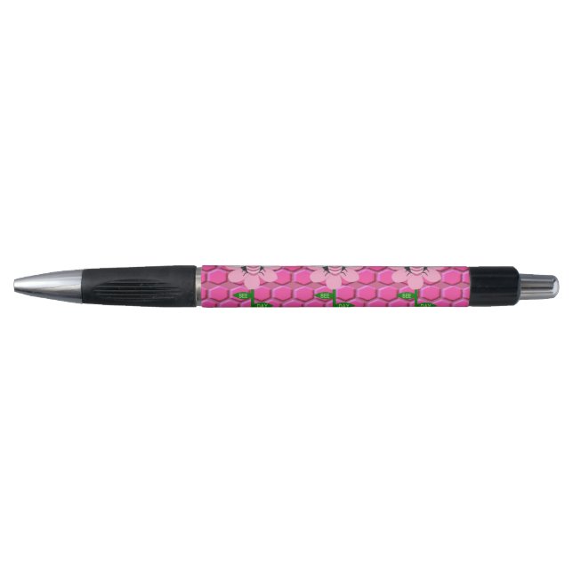 Happy Bee Day Girl Pink Birthday Bumblebee Pen (Front)