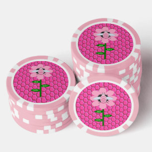Happy Bee Day Girl Pink Birthday Bumblebee Poker Chips