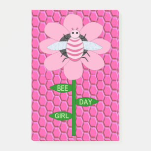 Happy Bee Day Girl Pink Birthday Bumblebee Post-it Notes