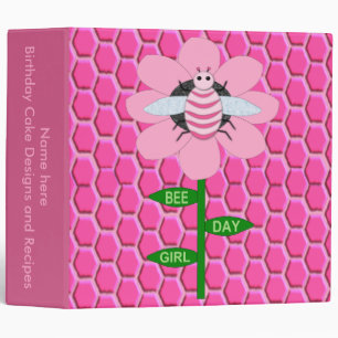 Happy Bee Day Girl Pink Birthday Bumblebee Recipe Binder