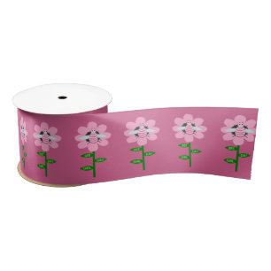 Happy Bee Day Girl Pink Birthday Bumblebee Satin Ribbon