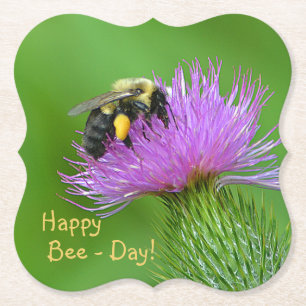 Happy Bee-Day Paper Coaster