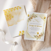 Happy Bee-day Watercolor Birthday Invitation
