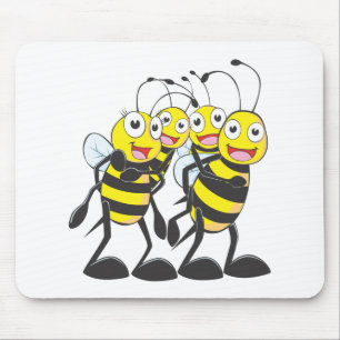 Happy Bee Family Having Fun Together Mouse Pad