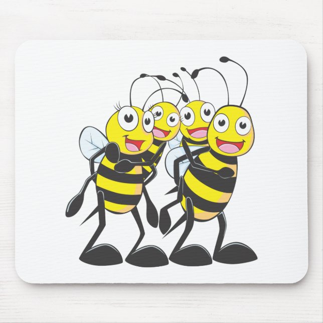 Happy Bee Family Having Fun Together Mouse Pad (Front)