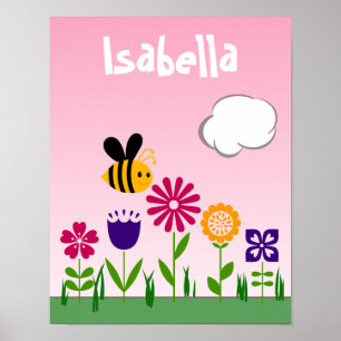 Happy Bee Flower Garden Personalized Poster