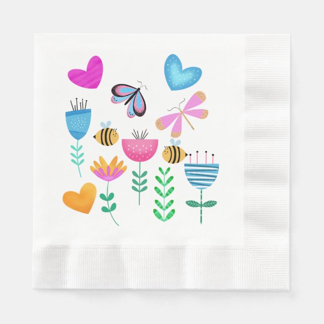 Happy Bee Garden Napkin (Front)