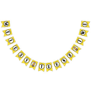 Happy Bee Girl Birthday Bunting Flag