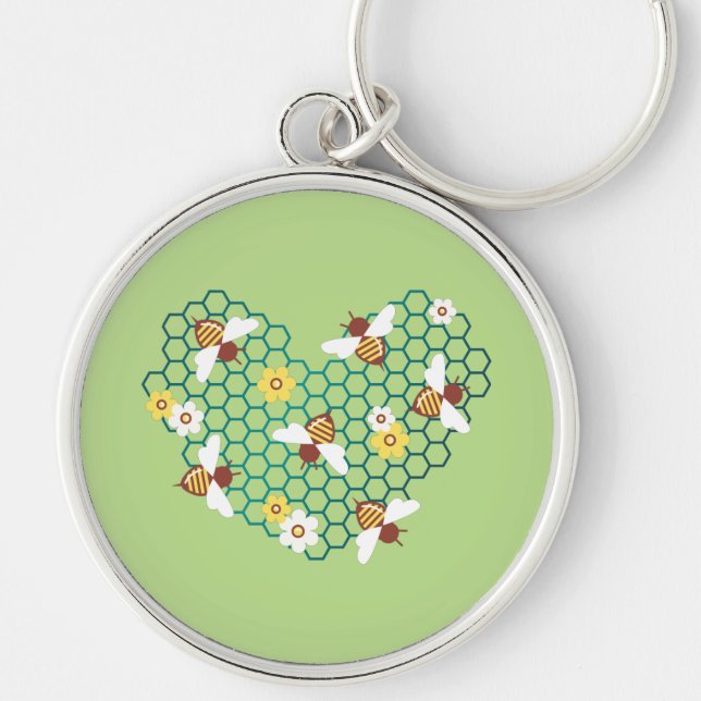 Happy Bee Heart Keychain (Front)
