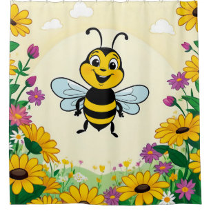 Happy Bee In Colourful Flowers