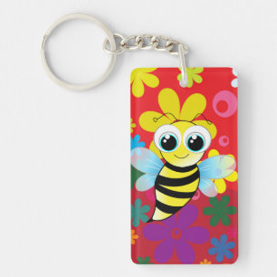 Happy bee keychain