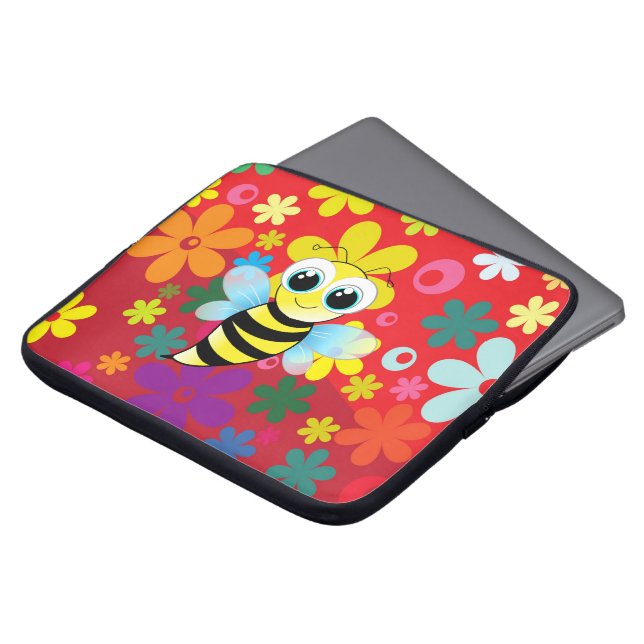 Happy bee laptop sleeve (Front Top)