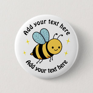 Happy Bee Personalized 2 Inch Round Button