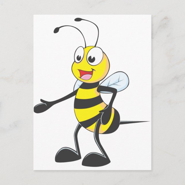 Happy Bee Pointing Postcard (Front)