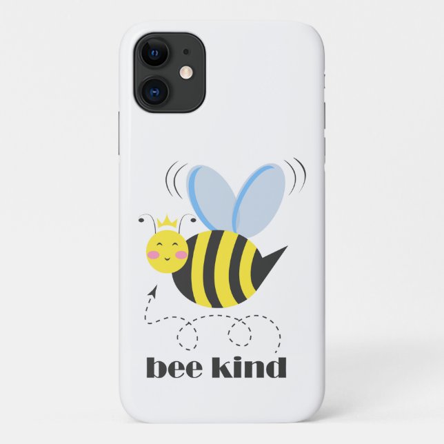 Happy bee princess with crown and slogan Bee Kind Case-Mate iPhone Case (Back)